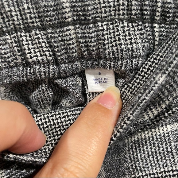 GAP Plaid Check Gingham Belted Tapered Trousers Black White Size 8 - Picture 5 of 9